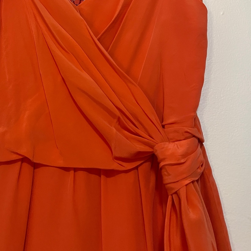 Orange Suzy Chin for Maggy Boutique asymmetrical cocktail dress - Picture 6 of 10